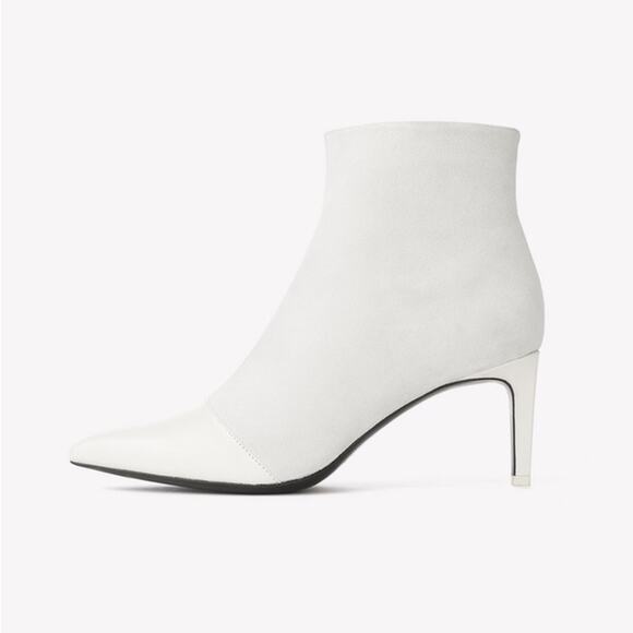 Rag & Bone Beha White Suede Leather Stiletto Ankle Boot Size 8.5 (38.5) - Picture 1 of 16